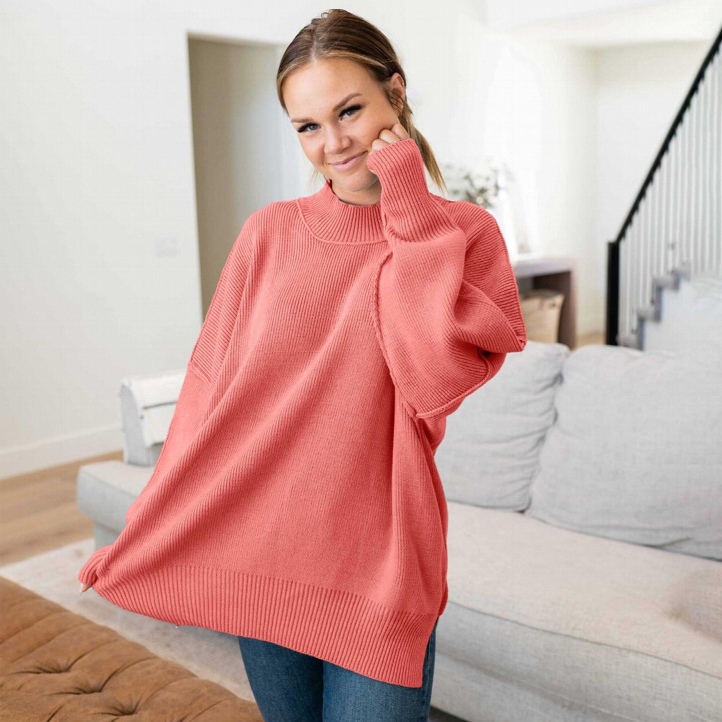 Suéter oversize con abertura lateral