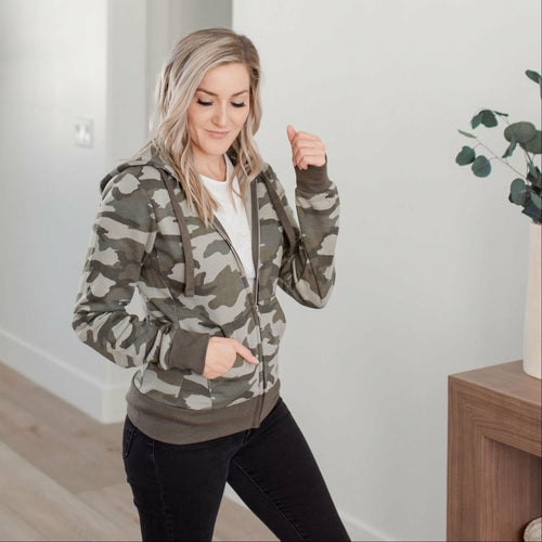 Camouflage Fleece Zip-up Hoodie Jacket