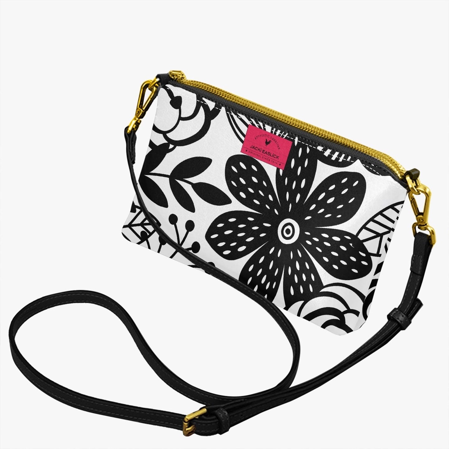 Bolso de mano pequeño con diseño de flores felices de Jacki Easlick