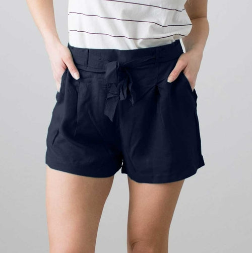 Tie Belted Hi Waist Shorts