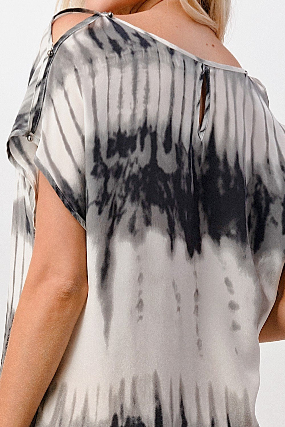 Vestido recto de manga corta con efecto tie-dye