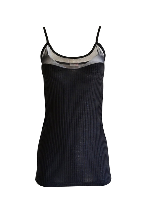 EGI Exclusive Collections Merino Wool Blend Sleeveless Cami with Tulle