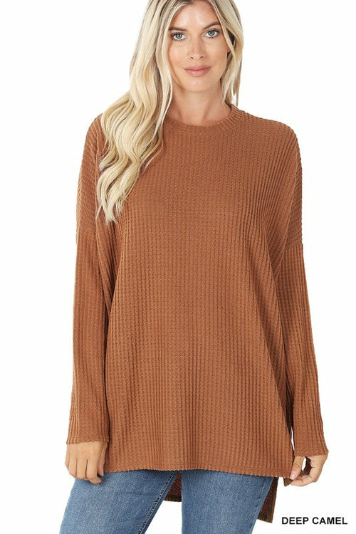 Pull col rond gaufré thermique brossé
