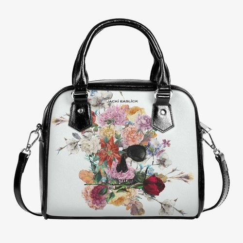 Sacoche en cuir à motif tête de mort et fleurs Jacki Easlick