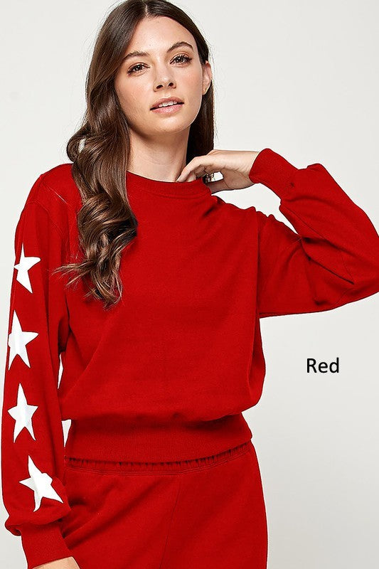 Sudadera básica de polar con estampado de estrellas