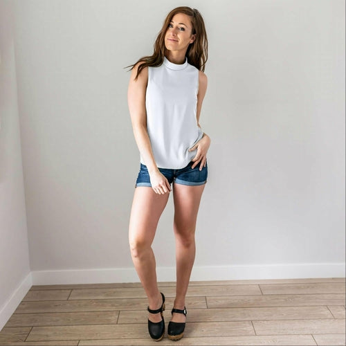 Chiffon Mock Sleeveless Top