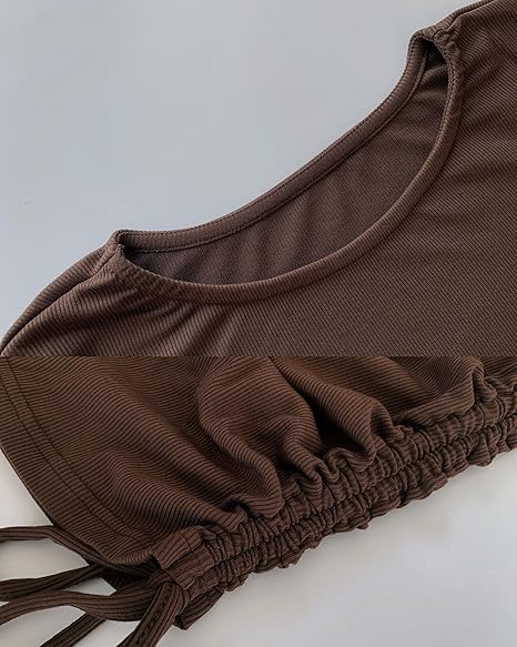 Robe moulante courte à manches longues et cordon de serrage pour femme