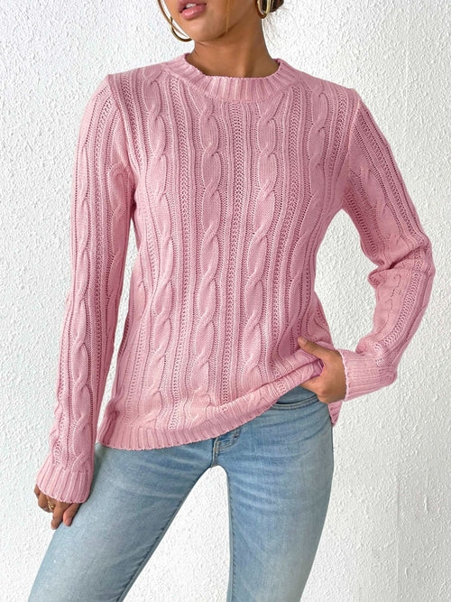 Suéter de cuello redondo de punto trenzado