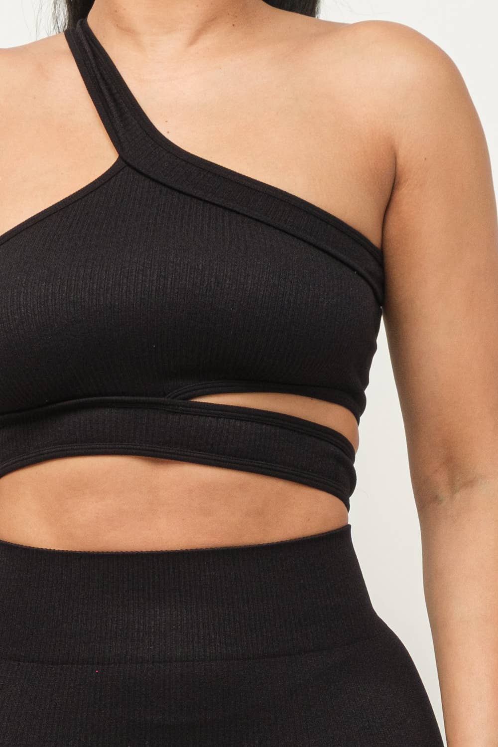 Cut Out One Shoulder Strap Top And Shorts Set