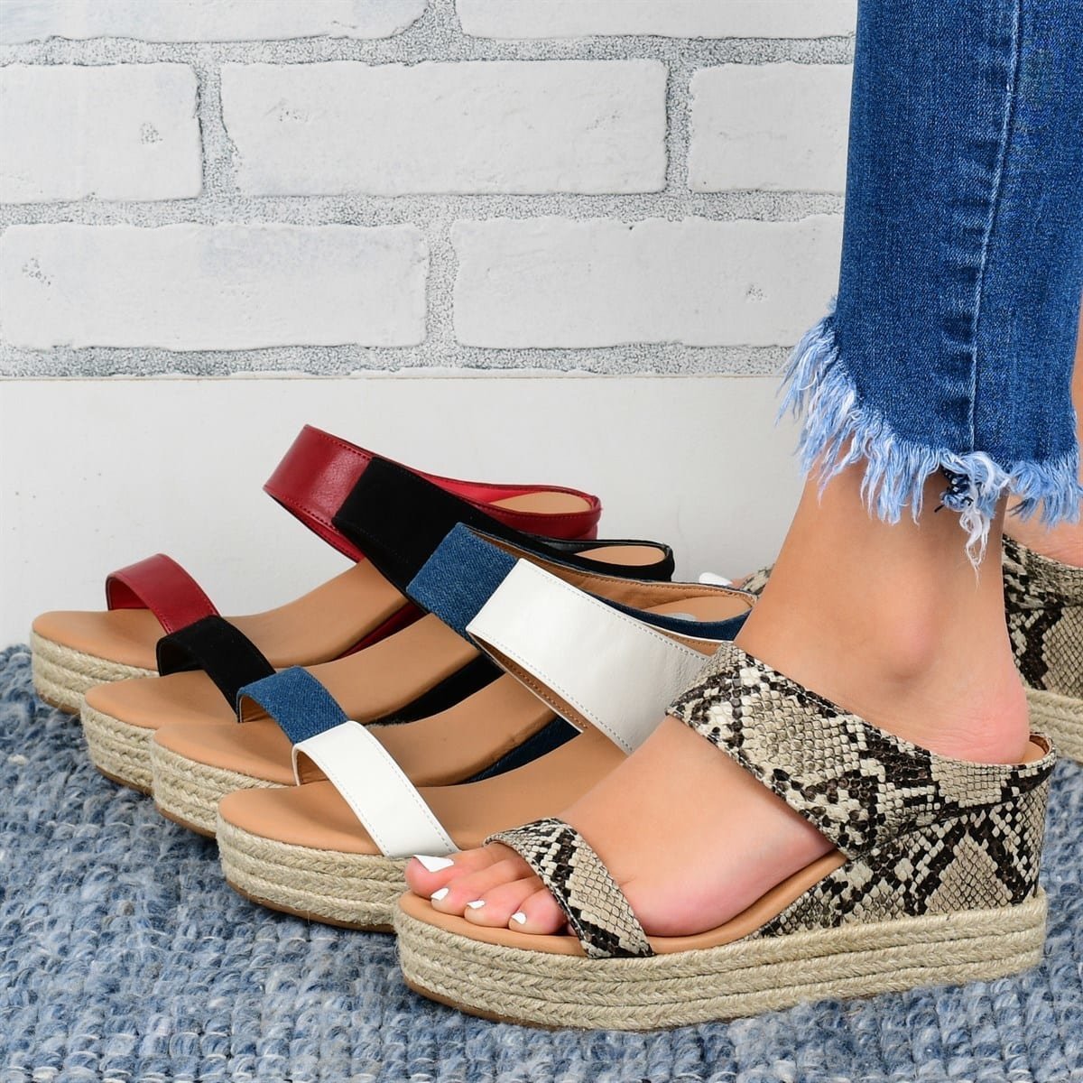 Chaussons compensés, sandales décontractées, chaussures à talons compensés hauts en chanvre