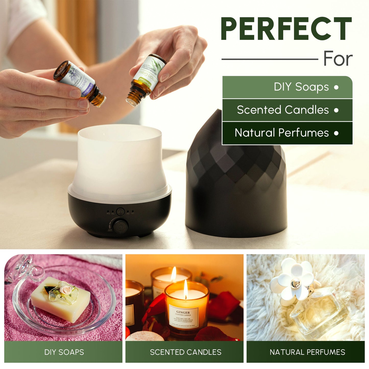 Huiles essentielles pour diffuseurs, extraits de plantes 100 % naturelles, six parfums