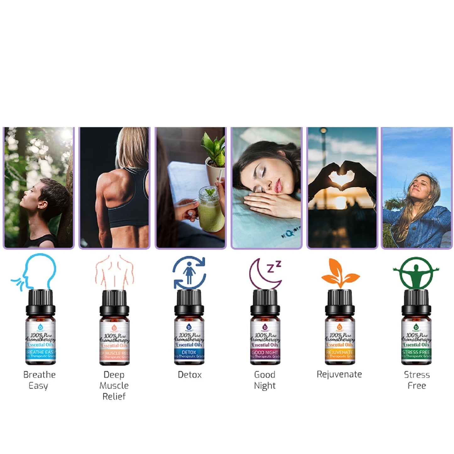 Paquete de 6 mezclas de aceites esenciales de aromaterapia 100 % puros