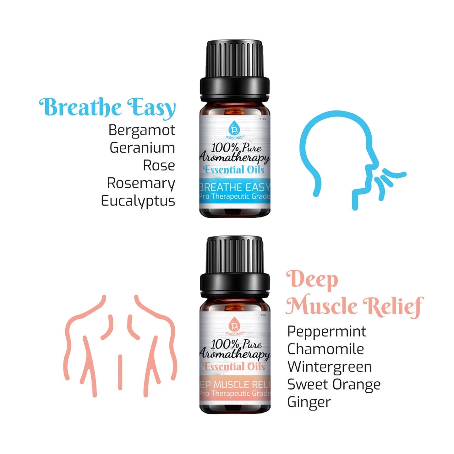 Paquete de 6 mezclas de aceites esenciales de aromaterapia 100 % puros