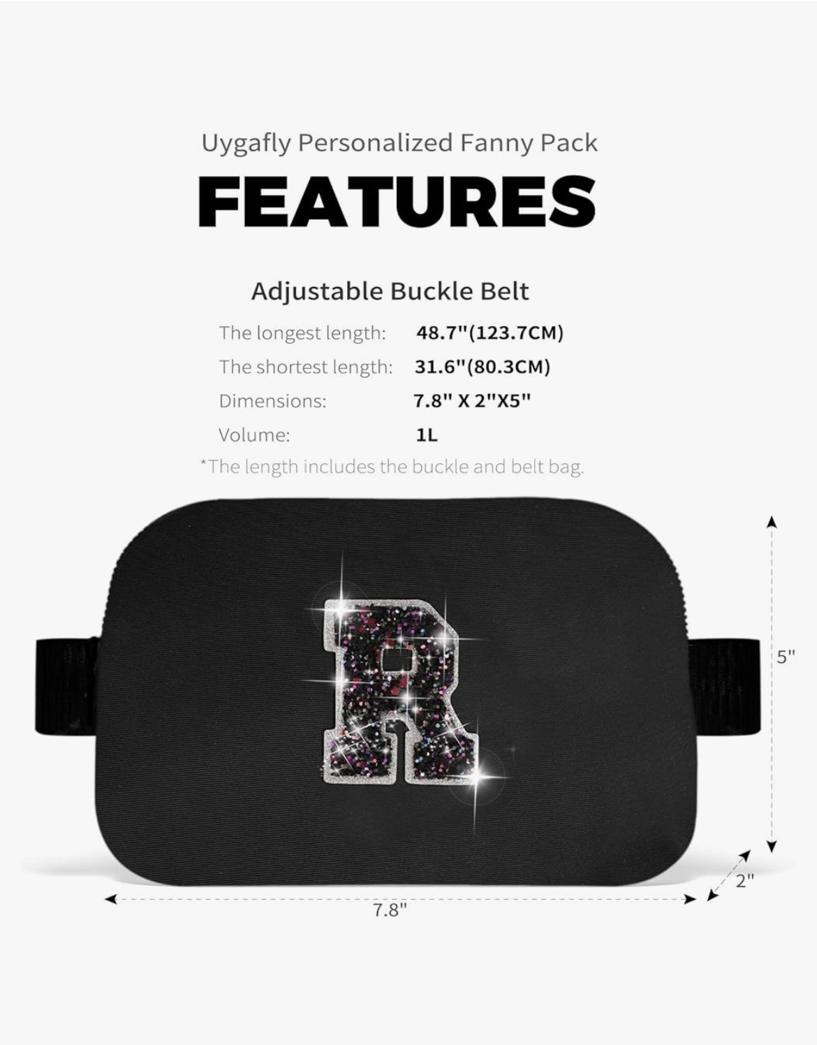 Teacher Appreciation Gift – Initial “R” Black Crossbody Bag