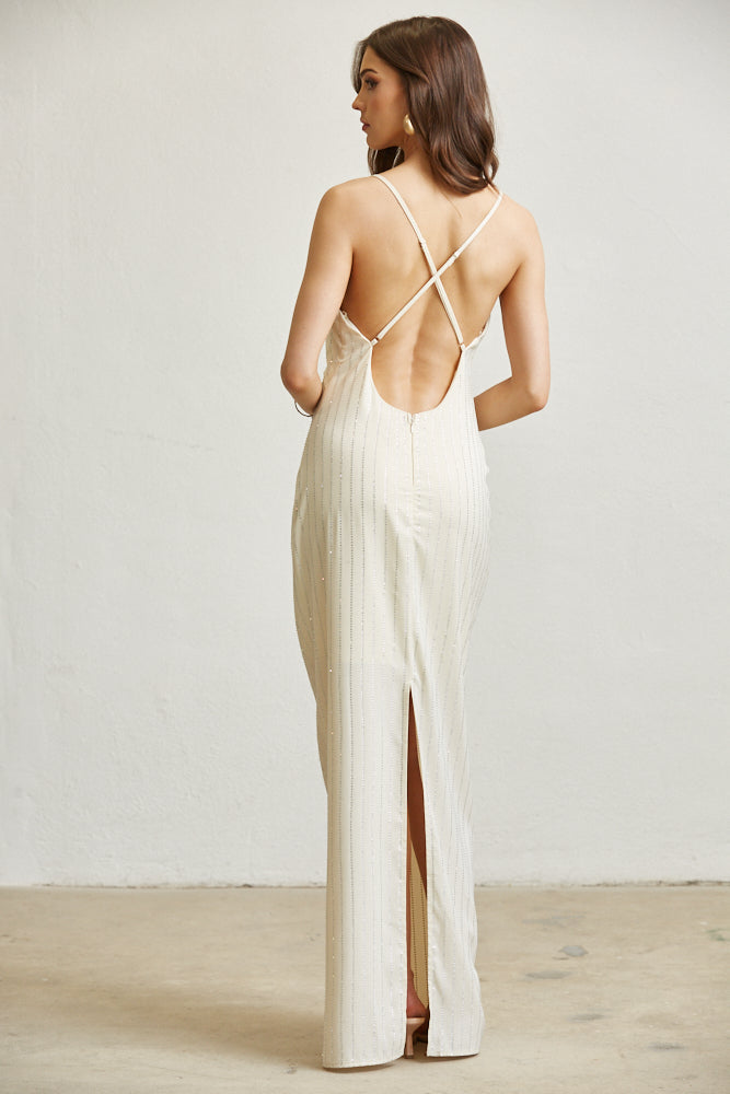 Robe Adan en satin à col bénitier