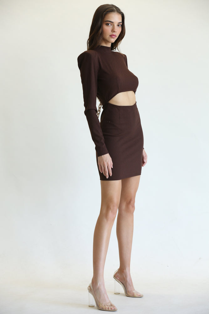 Robe côtelée à chaîne Anabia