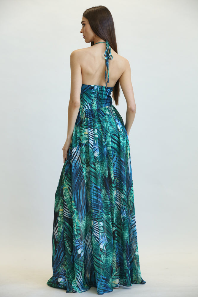 Amata - Robe à imprimé feuilles de la jungle