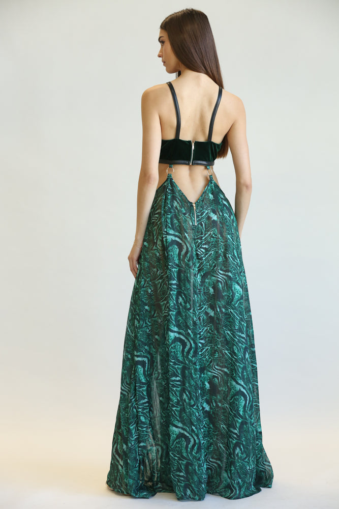 Robe chic en velours et guépard