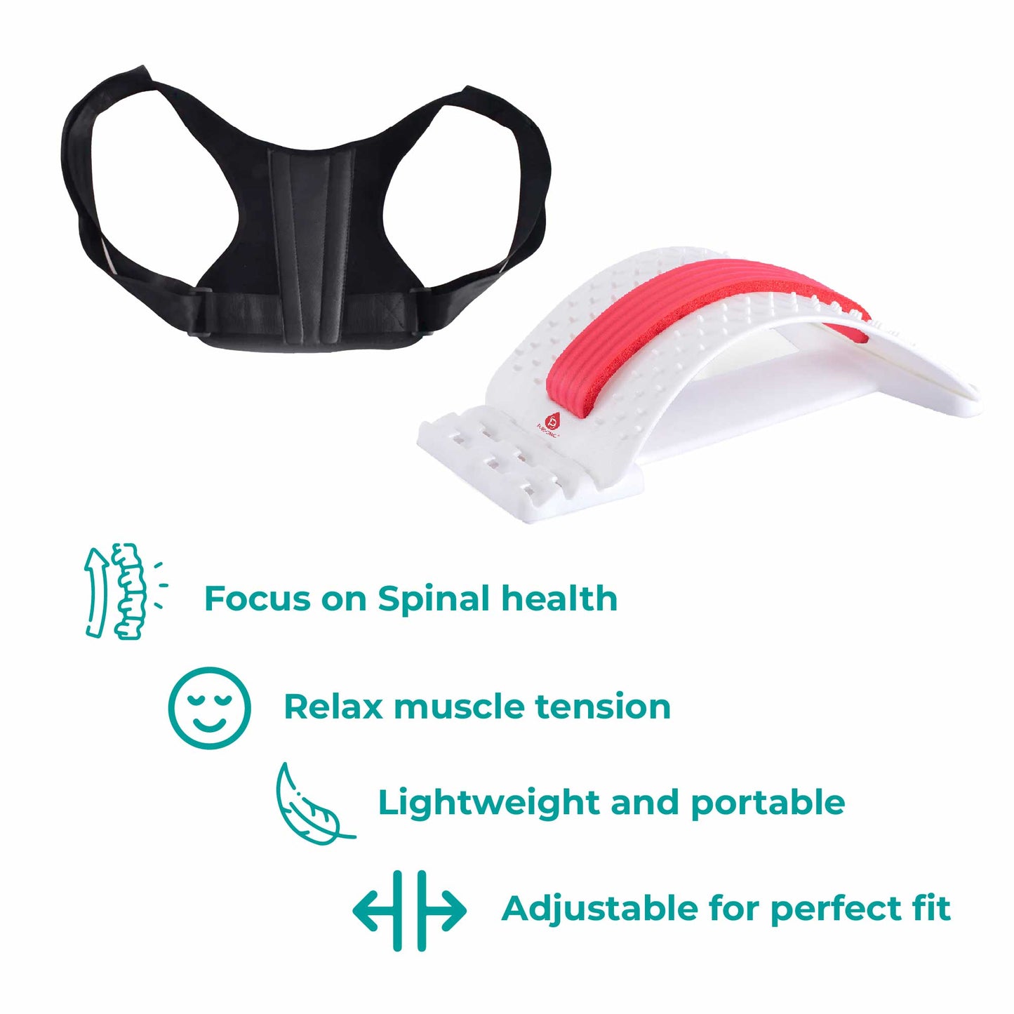 Kit esencial para la salud de la espalda de Pursonic: estiramientos y postura de varios niveles