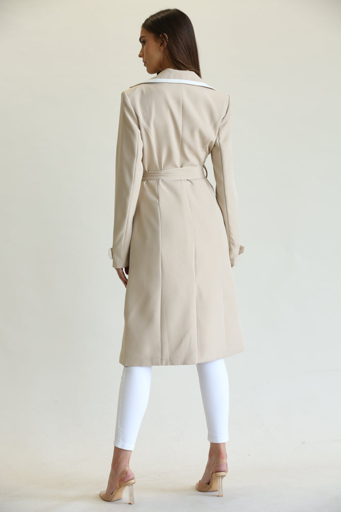Manteau long et élégant avec ceinture pour femme