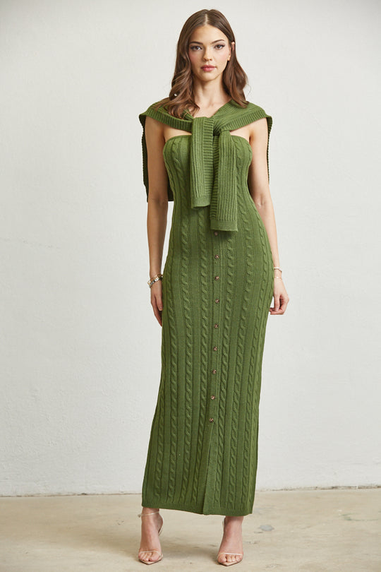 Robe en tricot sans manches et robe pull longue de Rose Paulino