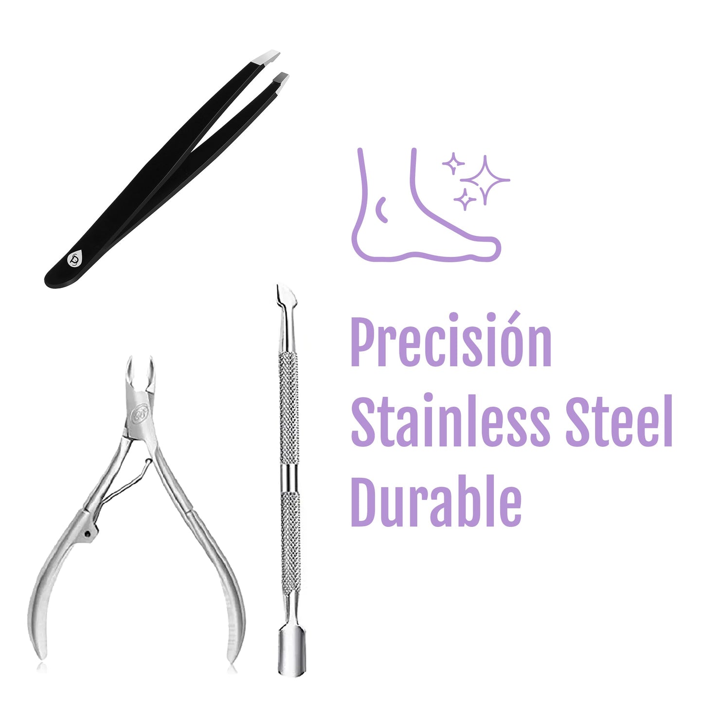 Paquete Precision Perfection: Pinzas de punta inclinada + Cuidado de uñas de calidad profesional