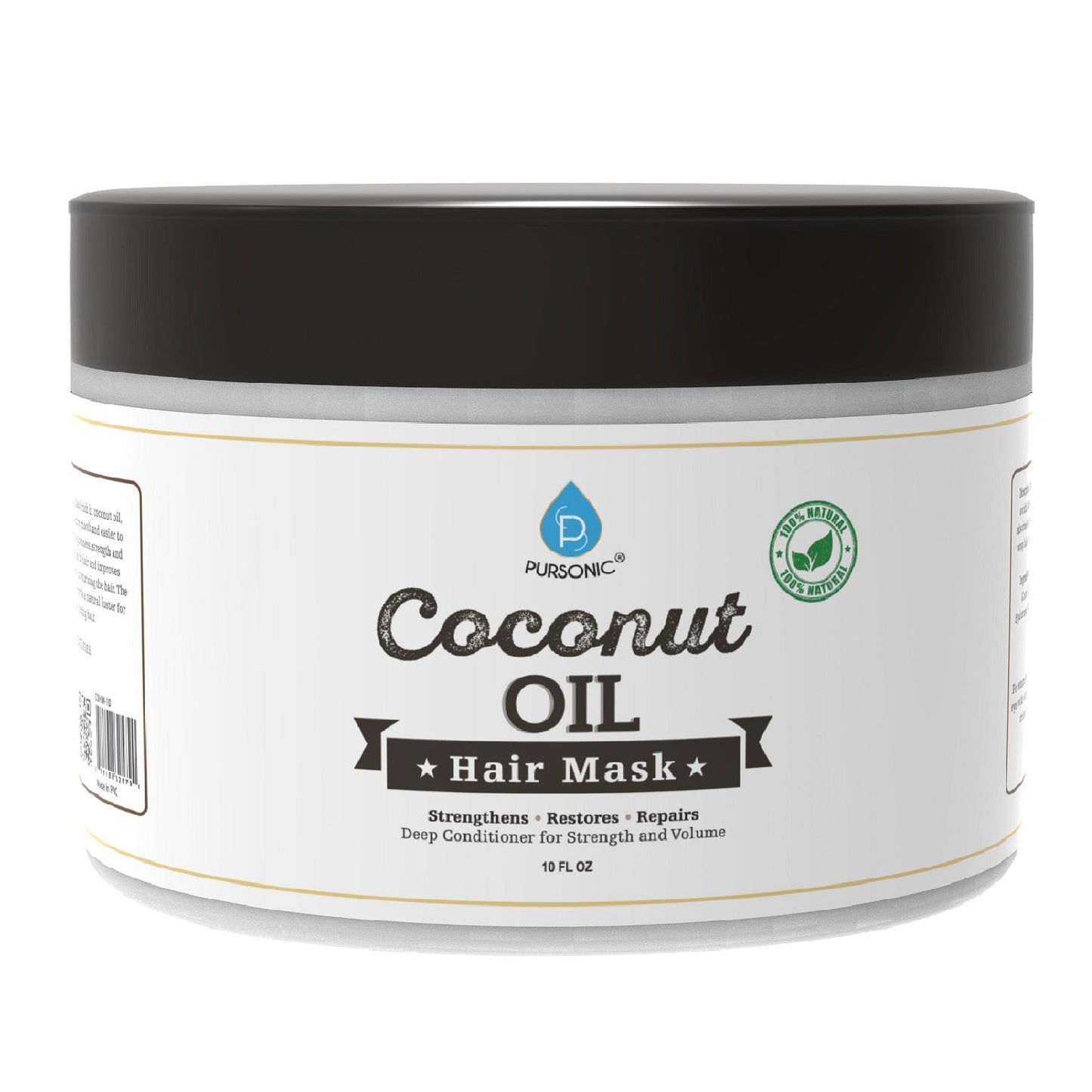 Masque capillaire à l'huile de coco 100 % naturelle 10 oz