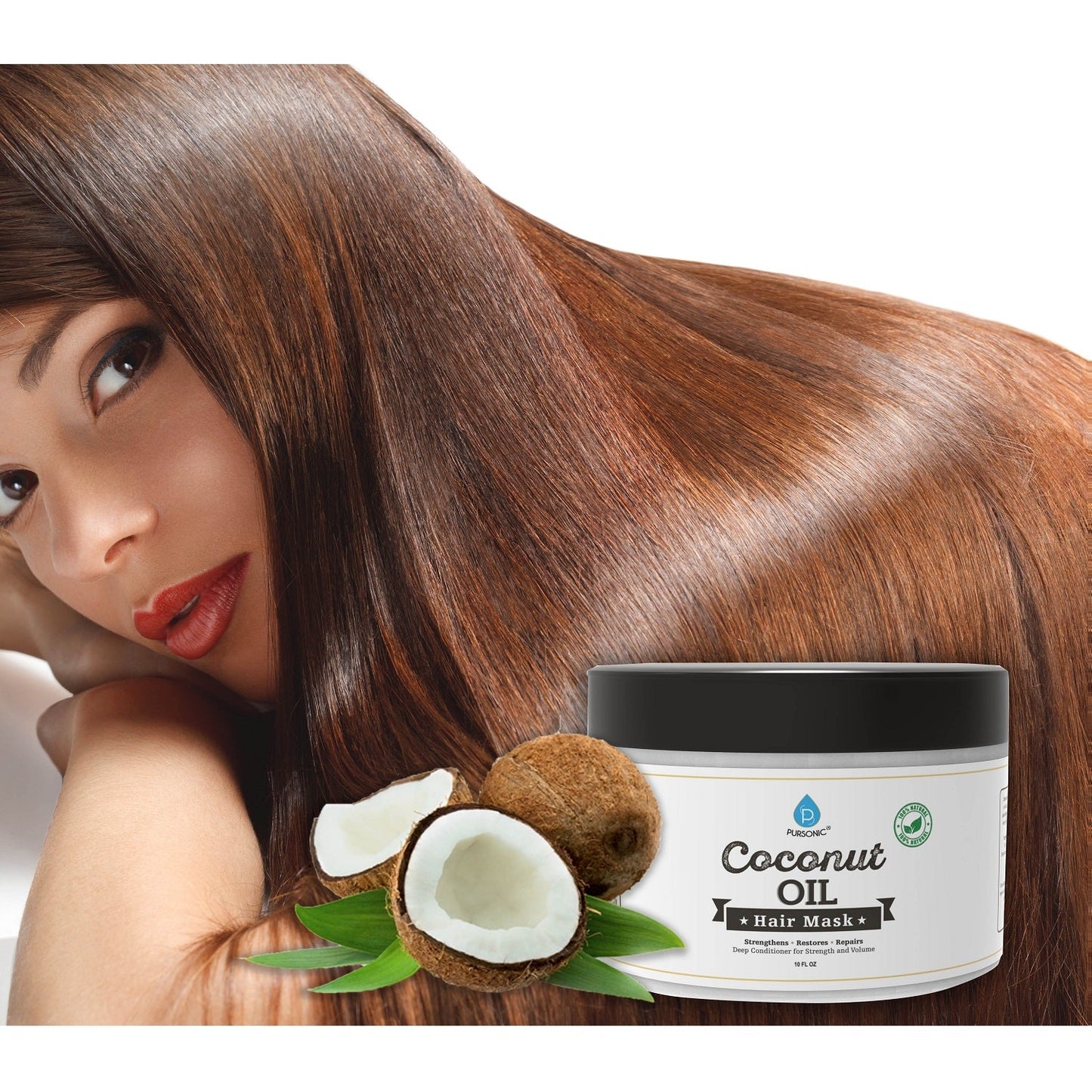 Masque capillaire à l'huile de coco 100 % naturelle 10 oz