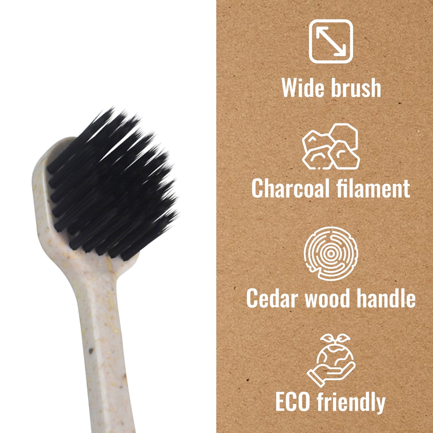 Brosse à dents au charbon de bois à tête large