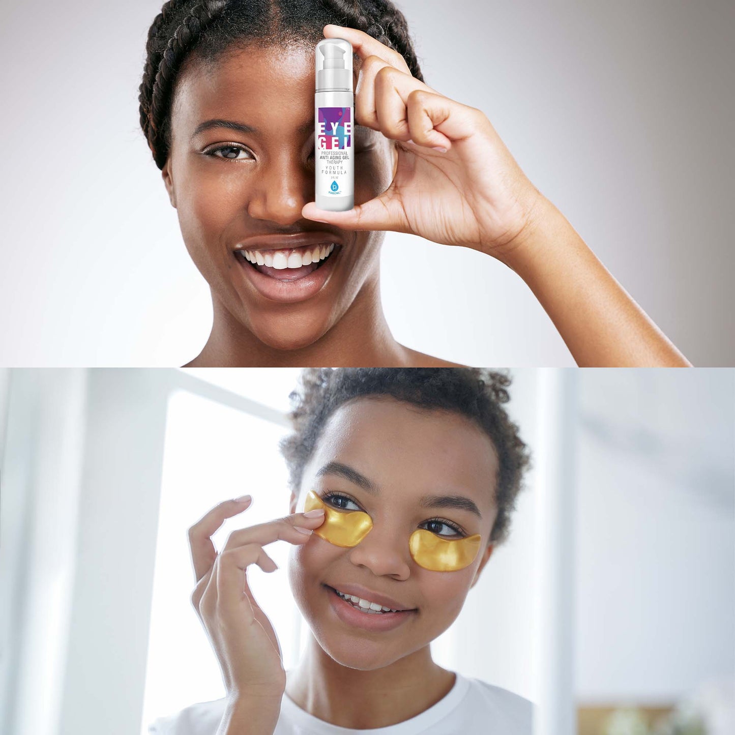 Paquete Pursonic Youthful Eyes: Gel antienvejecimiento profesional para ojos de 2 oz y