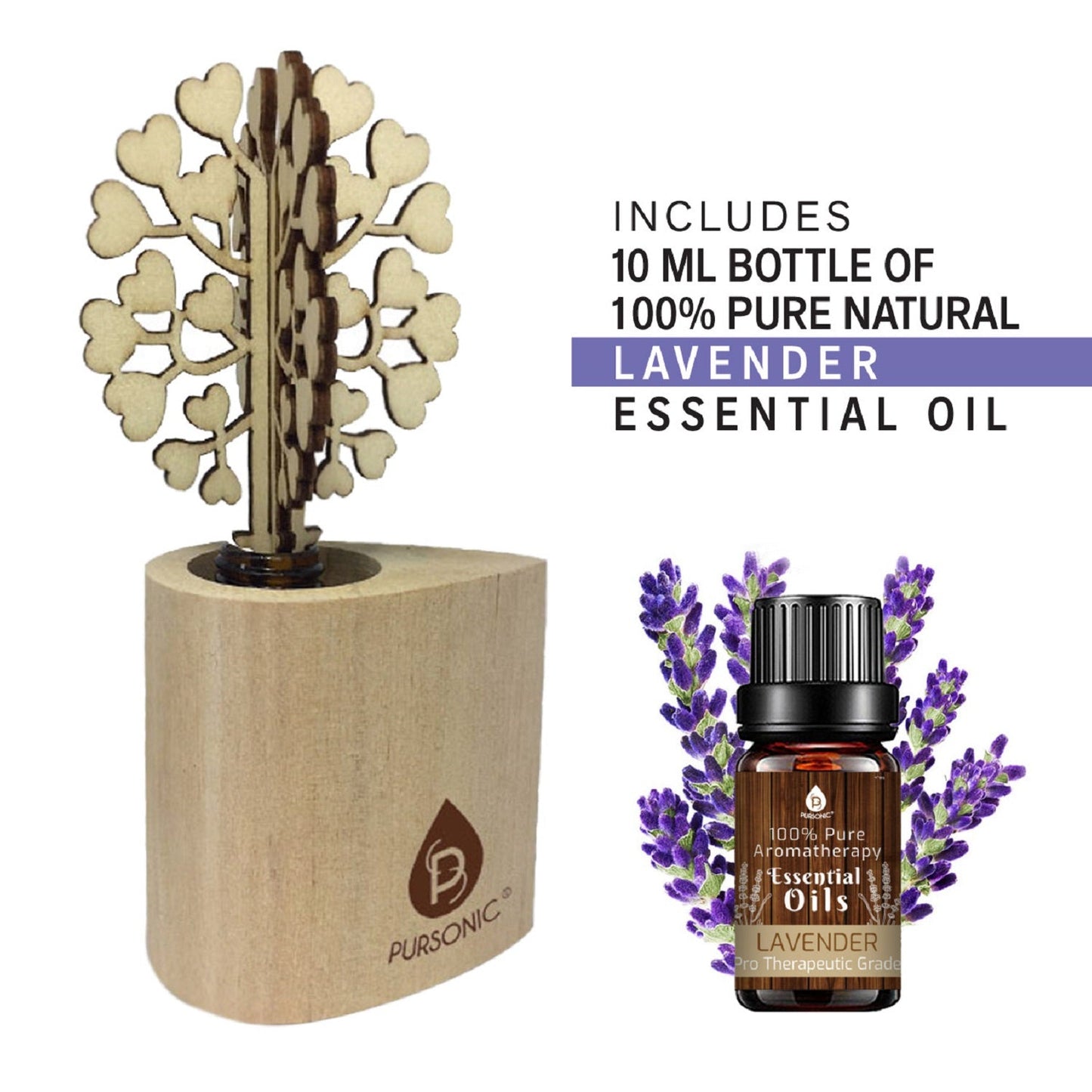 Difusor de varillas de madera 3D con aceite esencial de lavanda