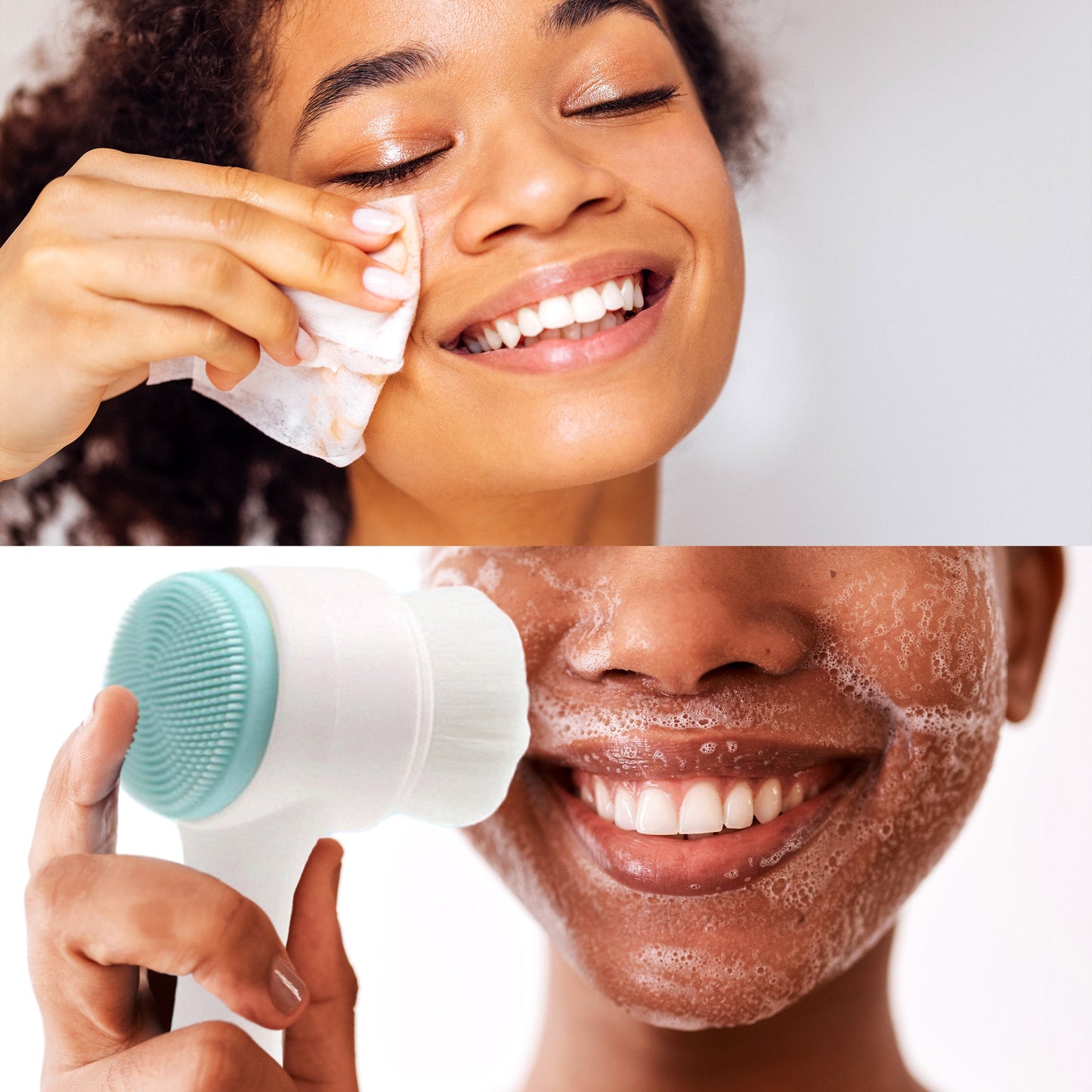 Paquete Belleza Radiante: Cepillo Limpiador Facial de Doble Cara y Maquillaje