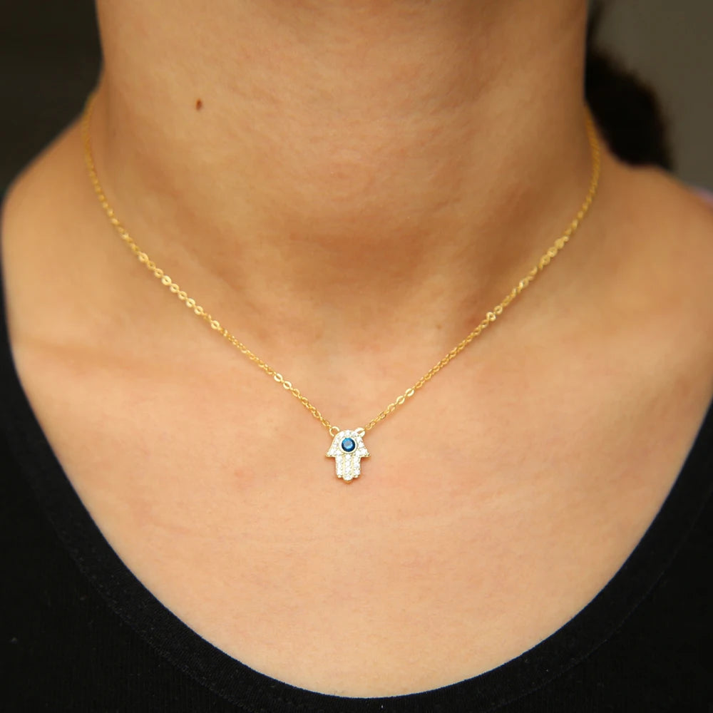 Collier avec pendentif main de Fatima en argent sterling 925