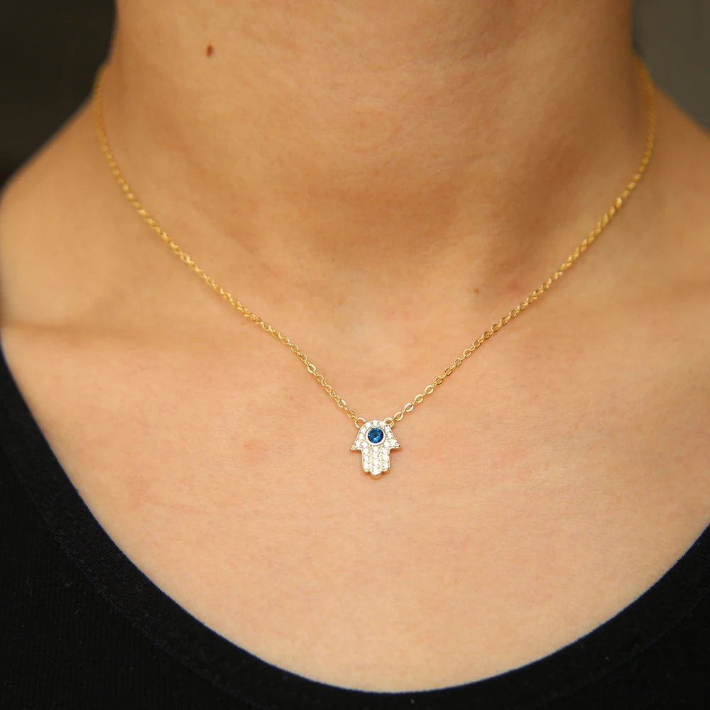 Collier avec pendentif main de Fatima en argent sterling 925