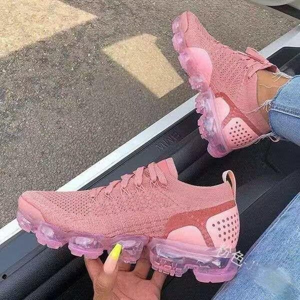 Zapatillas moradas 2021 para mujer, zapatos casuales de malla con colchón de aire, planas