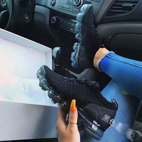 Zapatillas moradas 2021 para mujer, zapatos casuales de malla con colchón de aire, planas