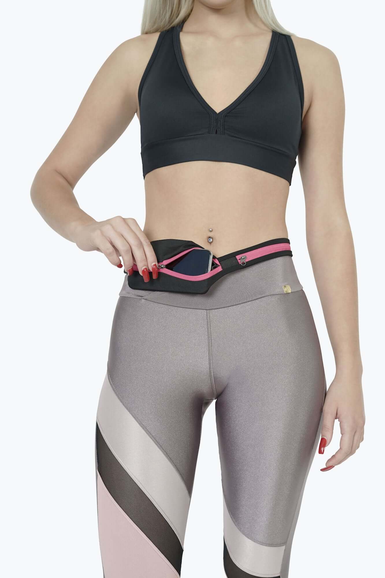 Cinturón para correr de doble bolsillo Stride y riñonera de viaje para actividades al aire libre