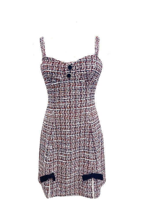 Mini-robe en tweed avec détails boutonnés – Classique et chic