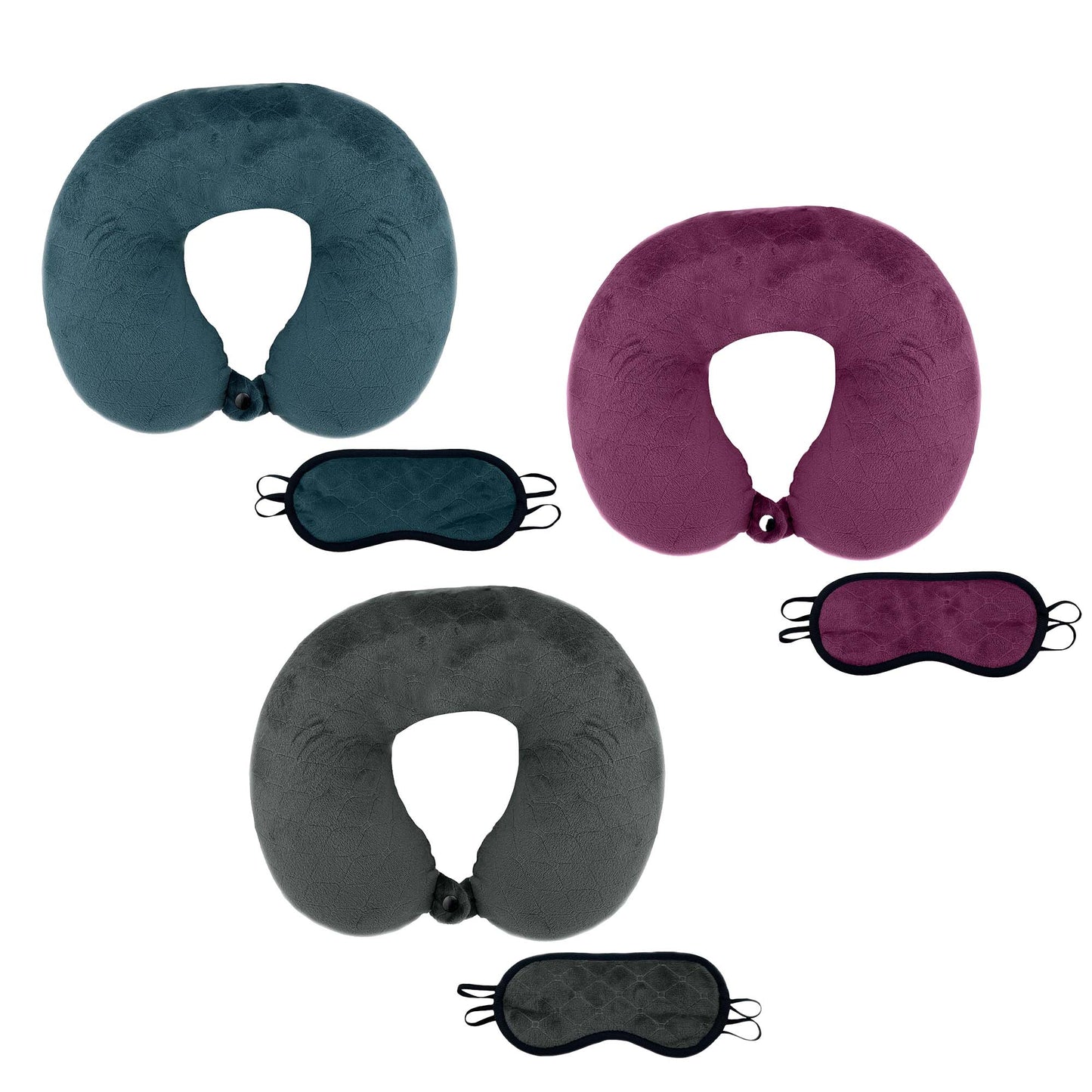 3 oreillers de voyage en mousse à mémoire de forme avec masques de sommeil par Pursonic