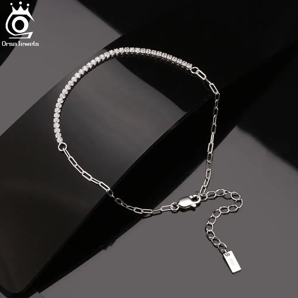 Bracelet tennis trombone plaqué or 14 carats