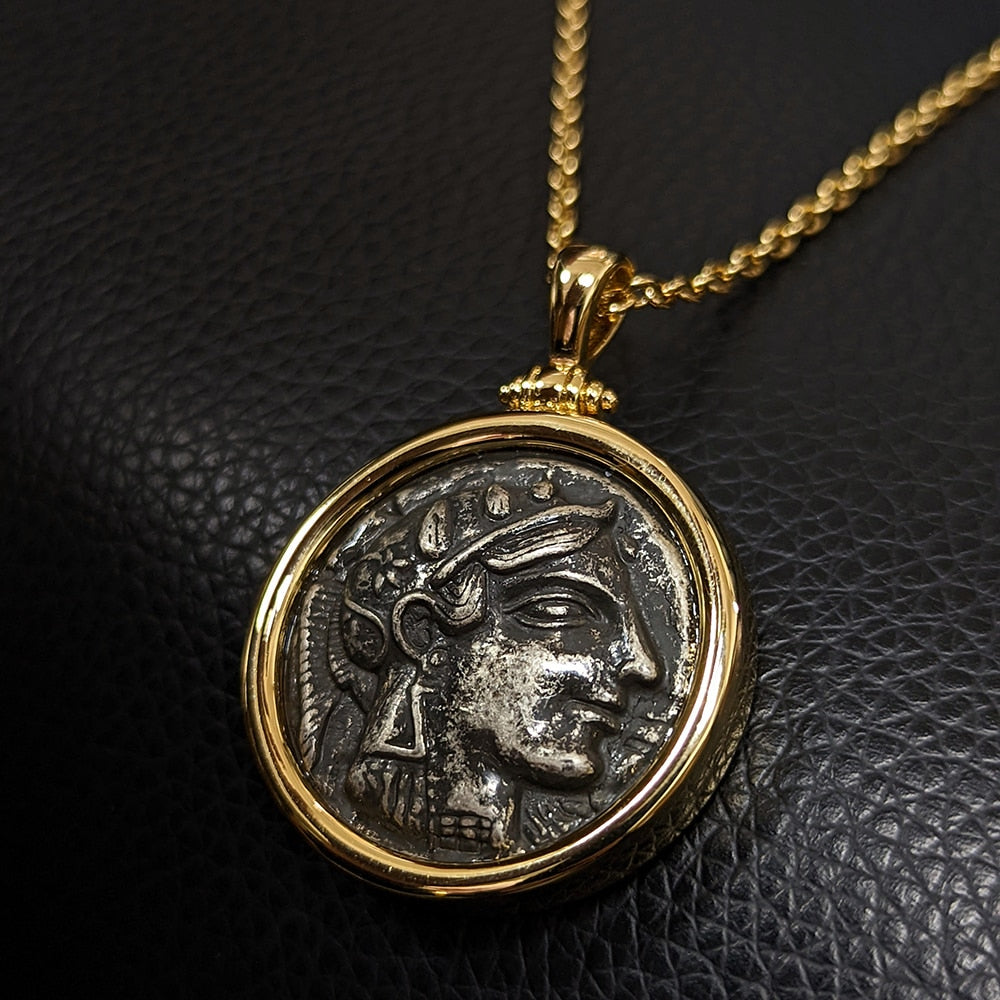 Collier de pièces de monnaie romaines vintage Amorita