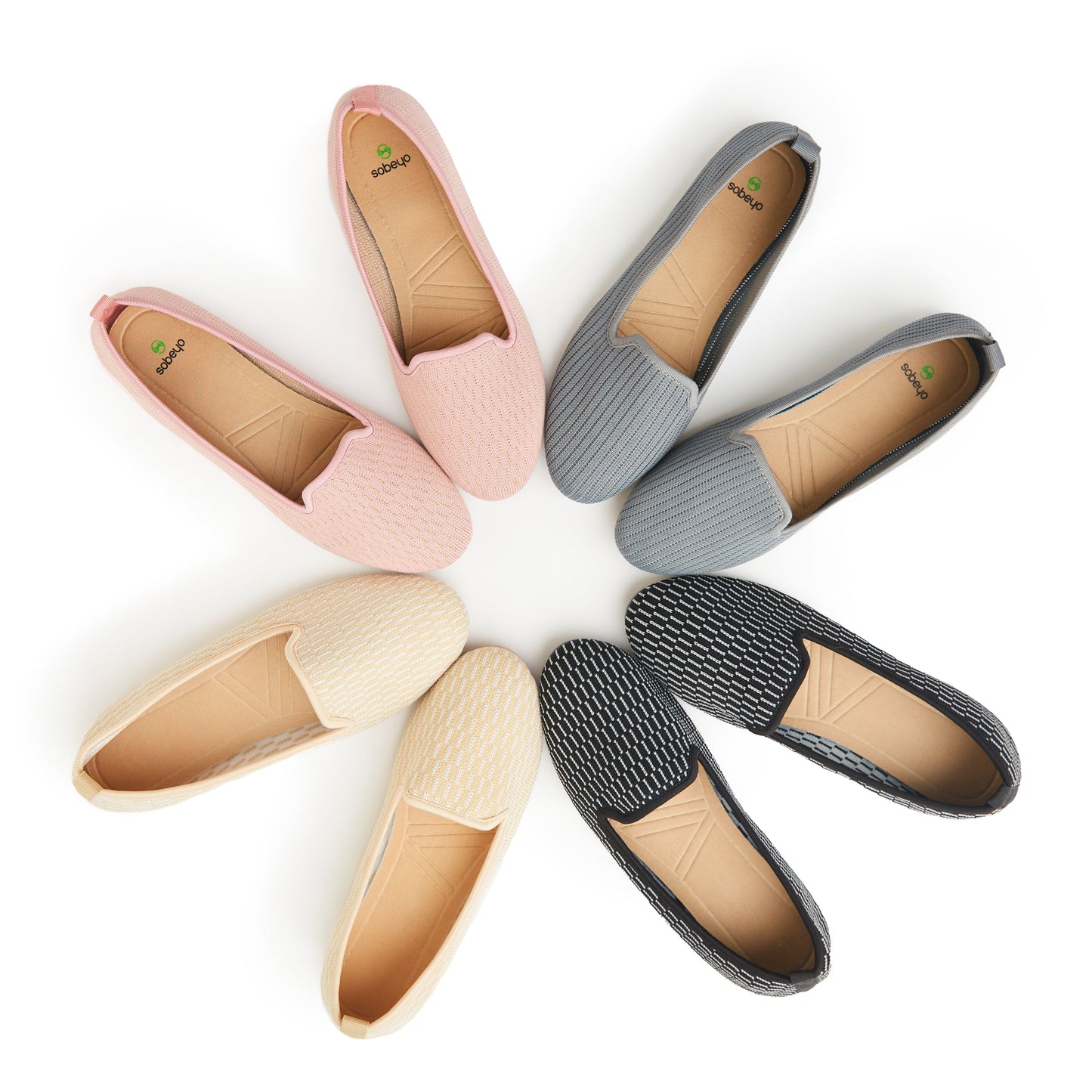 SOBEYO - Bailarinas para mujer, estilo suéter, suela de goma suave, sin cordones, informales