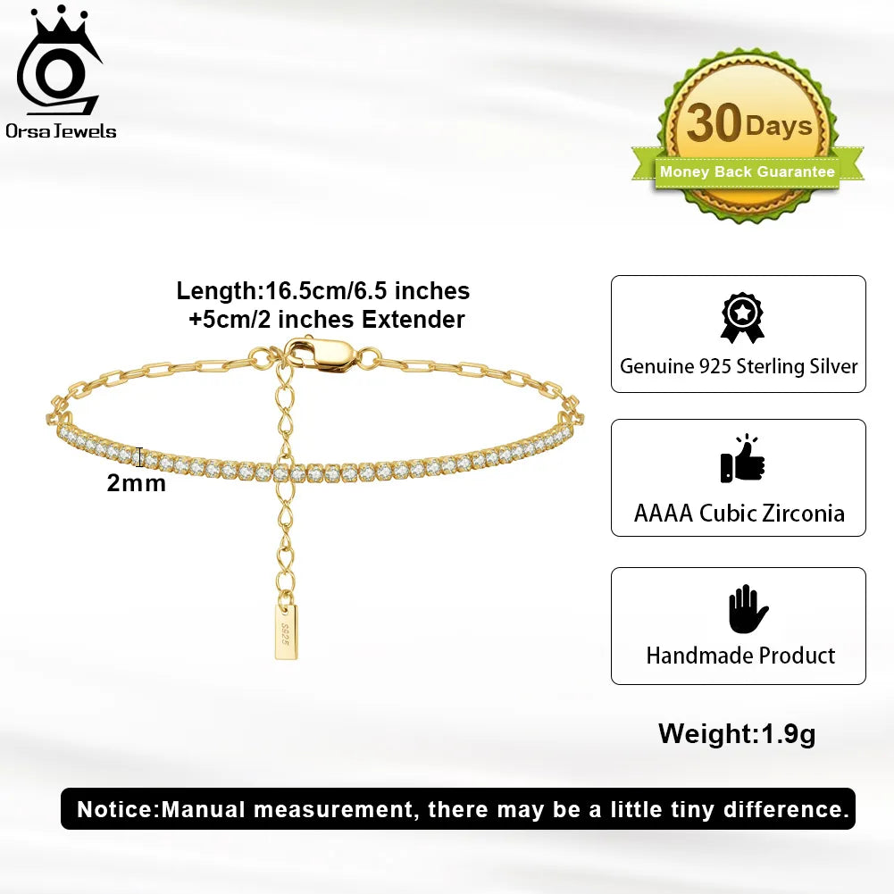 Bracelet tennis trombone plaqué or 14 carats