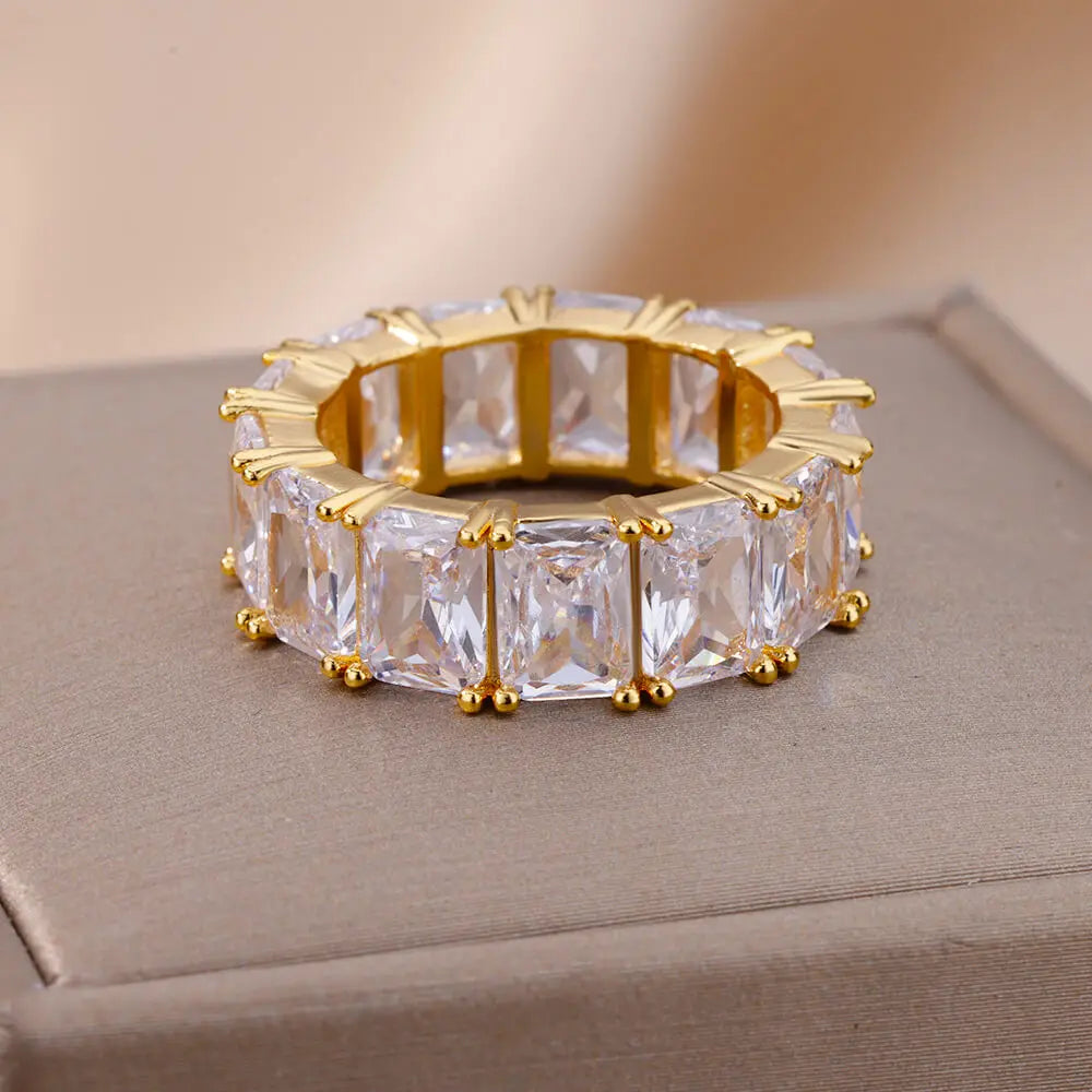 Trendy Crystal Gold Plated Ring