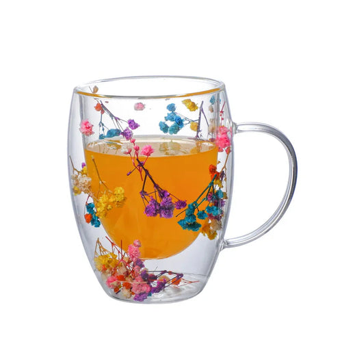 Preciosas tazas de vidrio de borosilicato de alta gama con asa