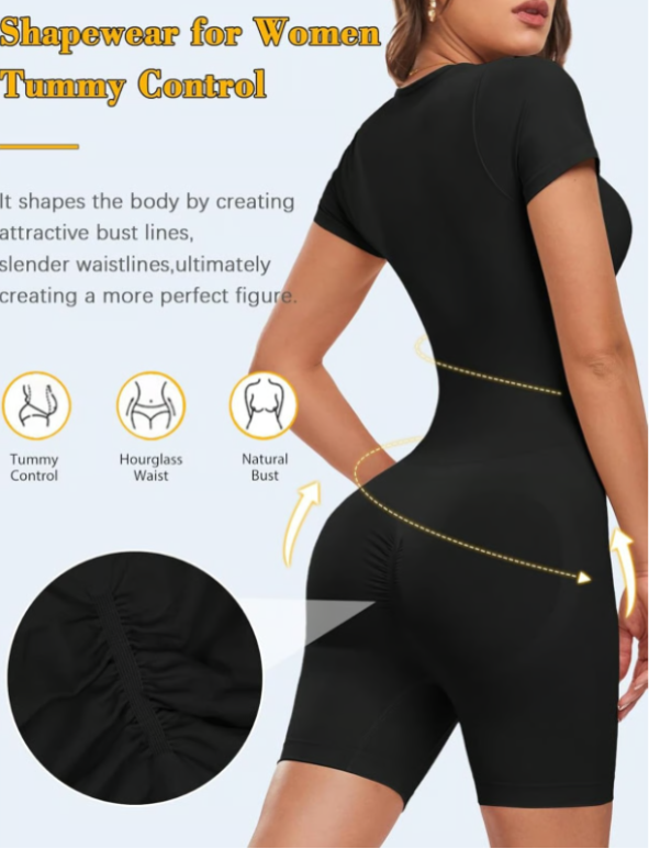 Body gainant à manches courtes pour femme Well-in Vogue, noir, taille