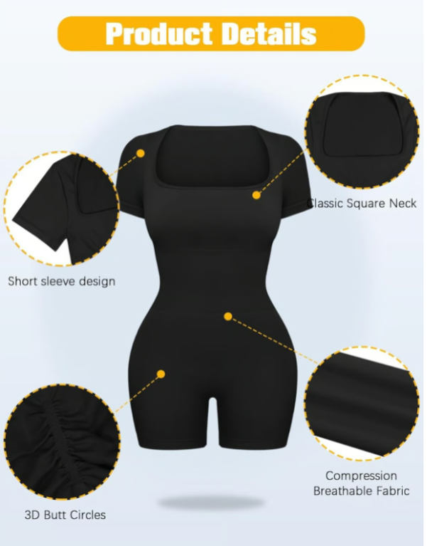 Body gainant à manches courtes pour femme Well-in Vogue, noir, taille