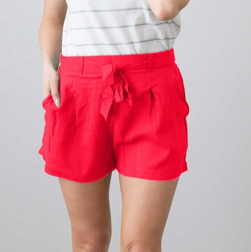 Tie Belted Hi Waist Shorts