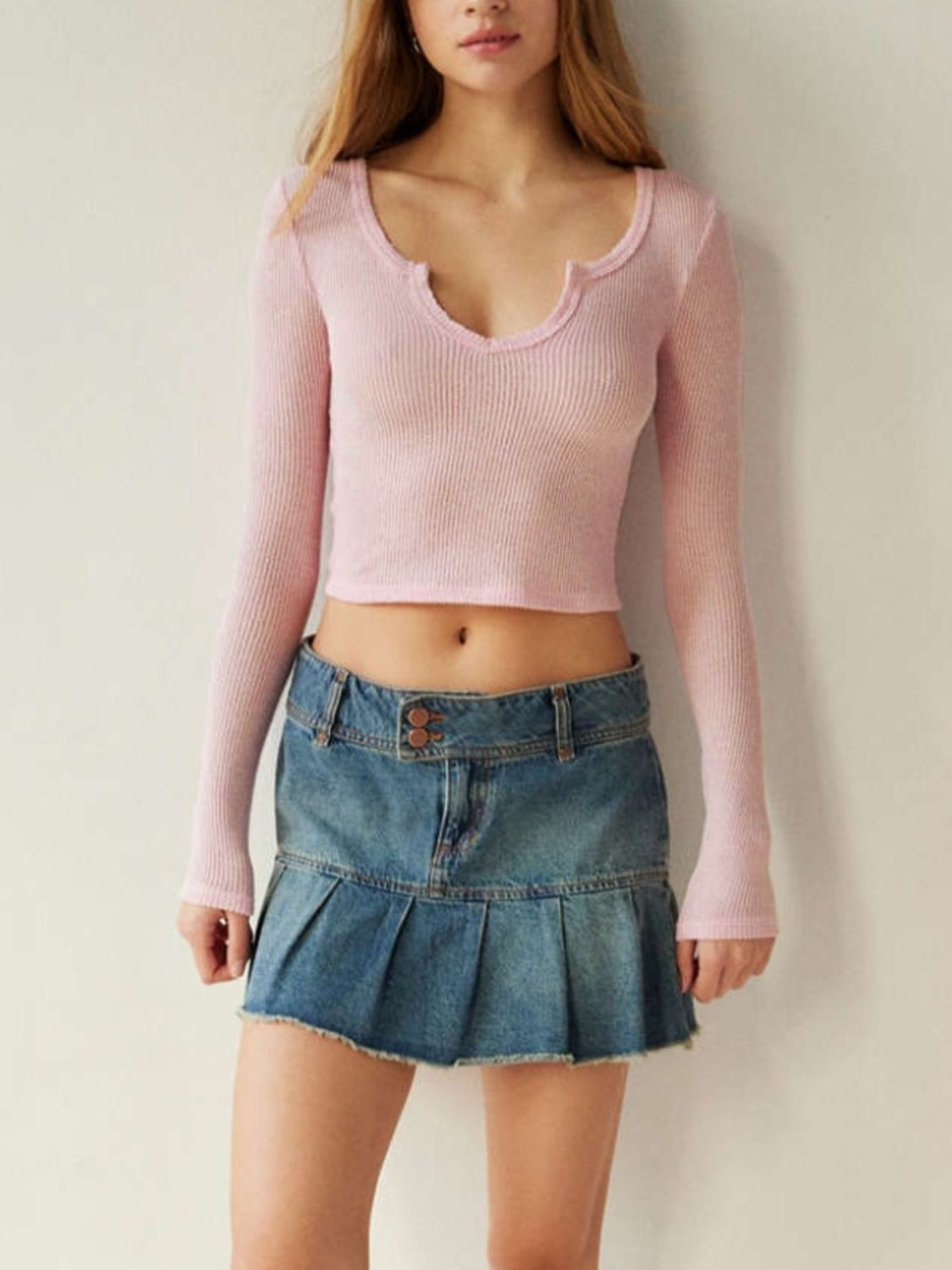 Camiseta de manga larga con muescas