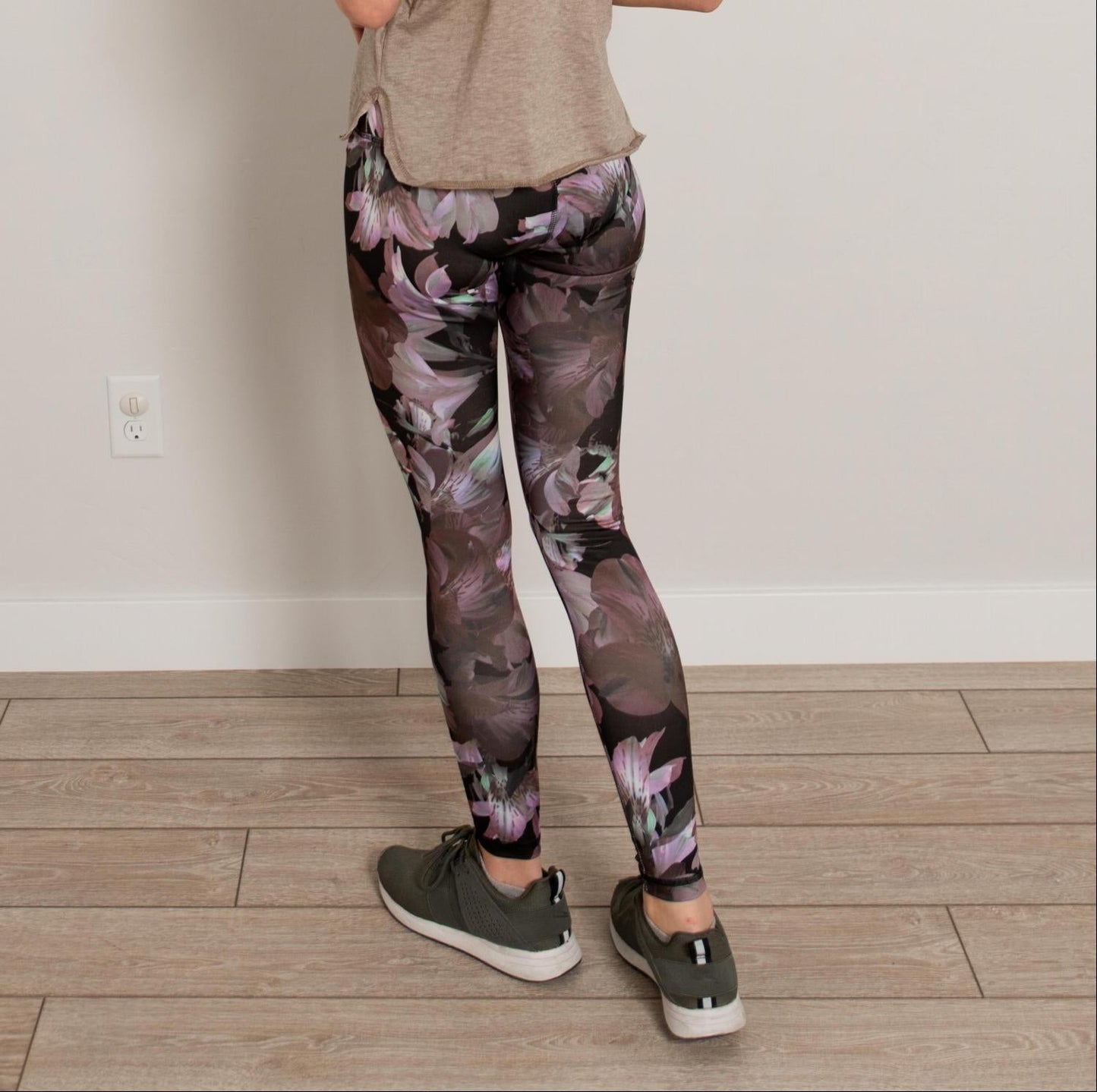 Pantalon de sport taille haute à fleurs longueur cheville